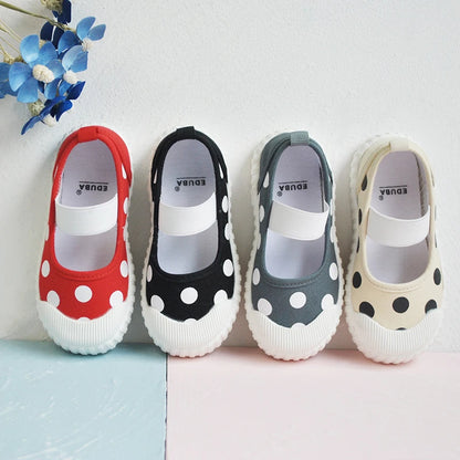 Cute Polka Dot Soft Soled Kids Canvas Indoor Sneakers childrensterritory