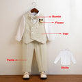 3 Pieces Kids Boys Formal Suit in 5 Colors (Vest Pants Bow-tie)