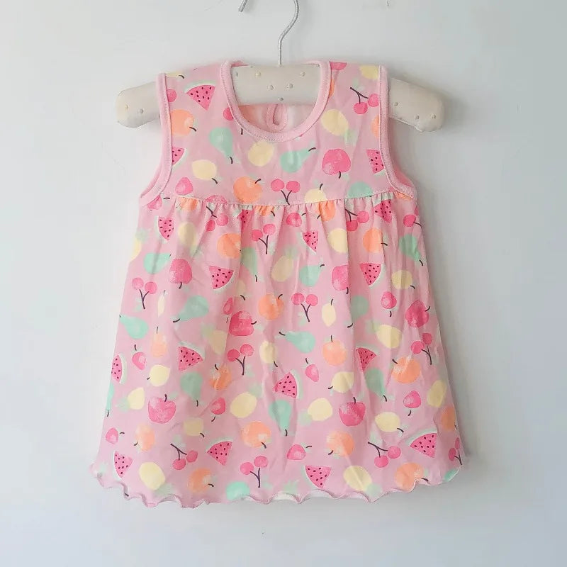 Baby Girl Floral and Cartoon Print Summer Cotton Dresses