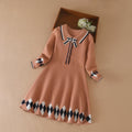 Girls' Long-Sleeved Collar Design Warm Dresses childrensterritory