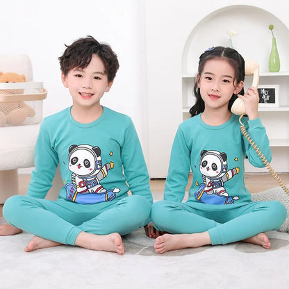 Long Sleeve Cartoon Design Kids Winter Warm Pajamas Sets childrensterritory