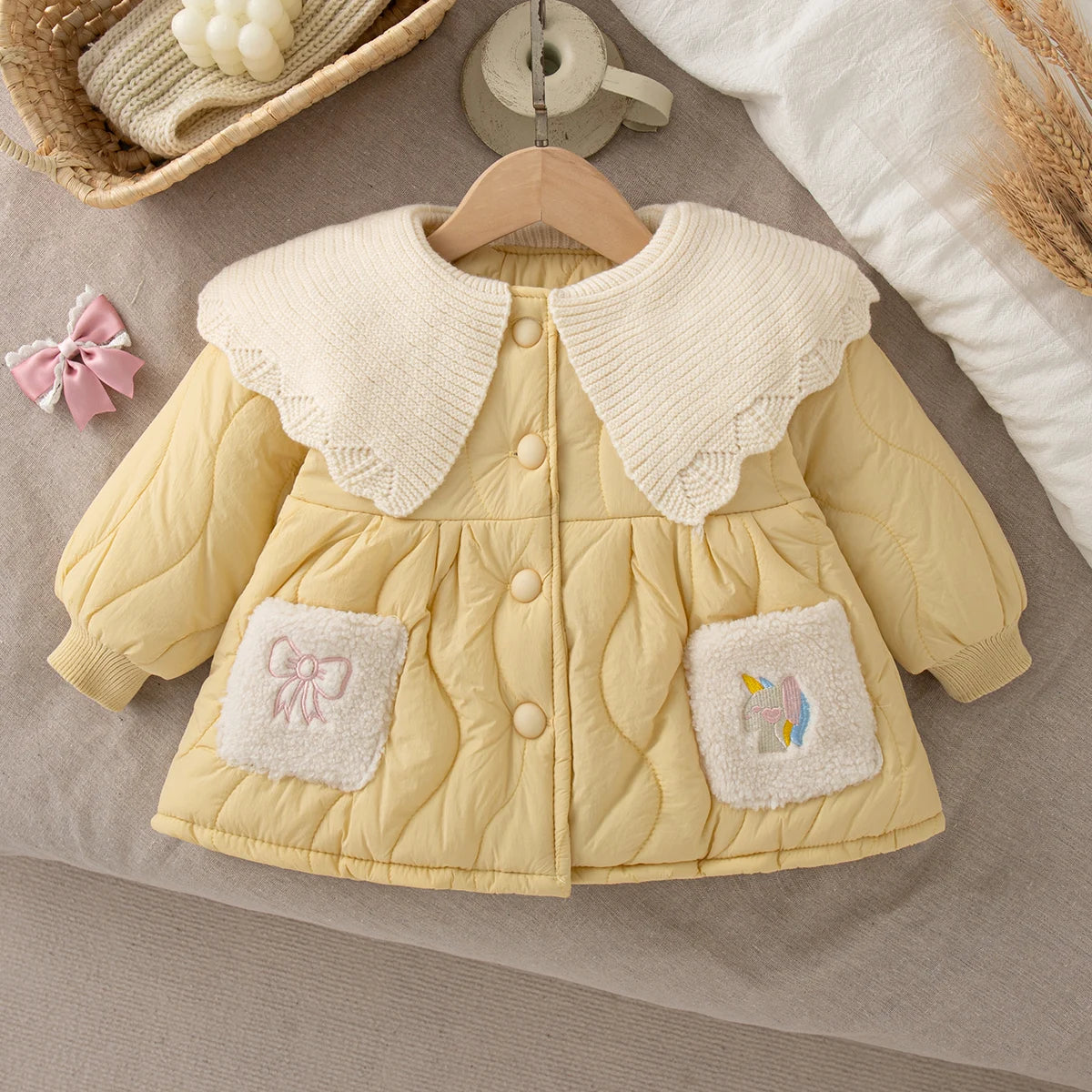Girls' Long-Sleeved Collar Design Winter Coat childrensterritory