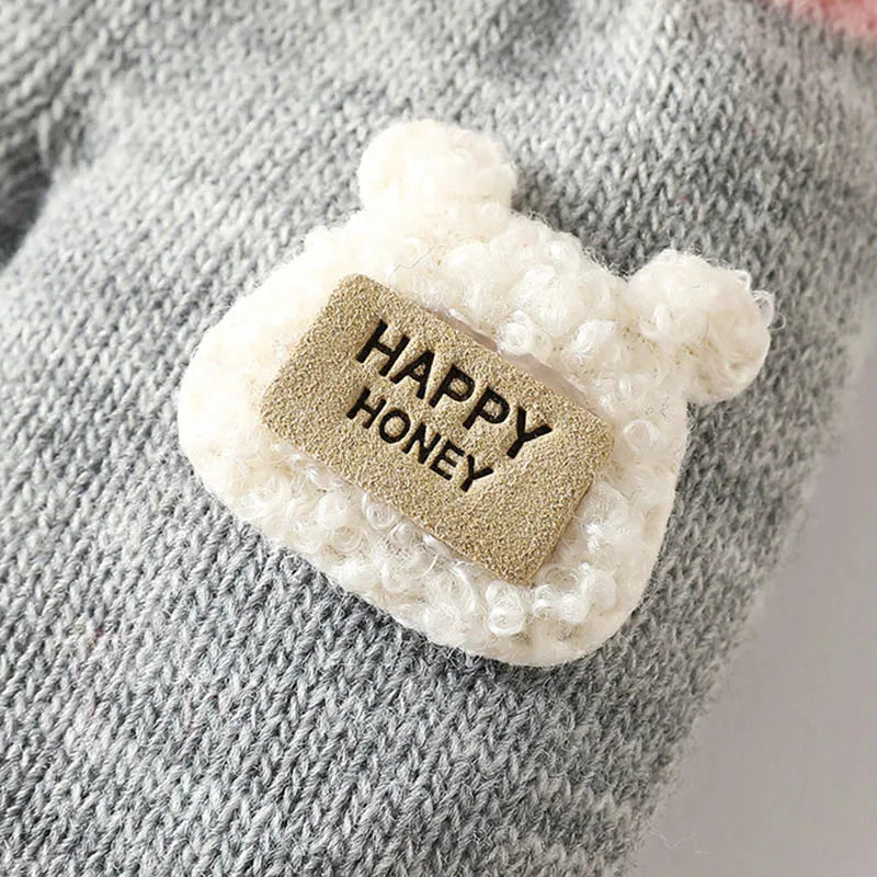 Cartoon Design Knitted Warm Gloves for Baby/Kids