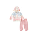 Girls Cartoon Printed Striped Hooded 2pcs Tracksuit childrensterritory