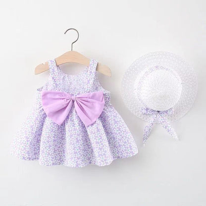 Floral Print Bow Design Baby Girl Beach Summer Dresses childrensterritory