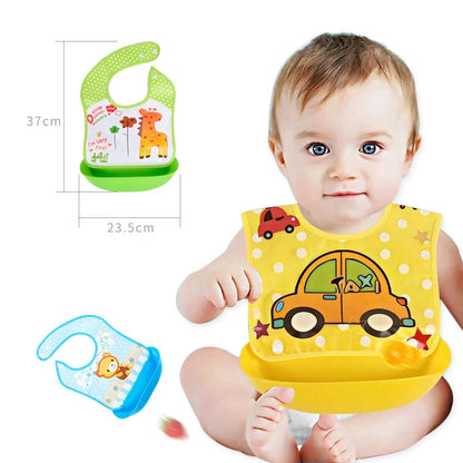 Soft Waterproof Cartoon Printed Adjustable Baby Bibs