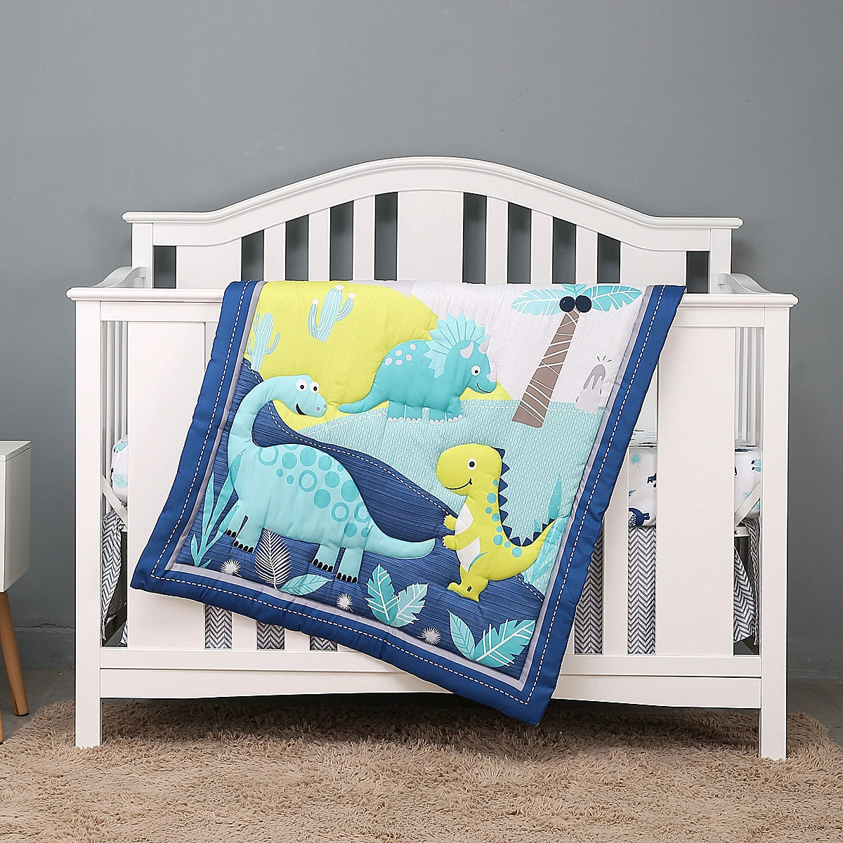 Cartoon Elephant Print 3Pcs Baby Bedding Set