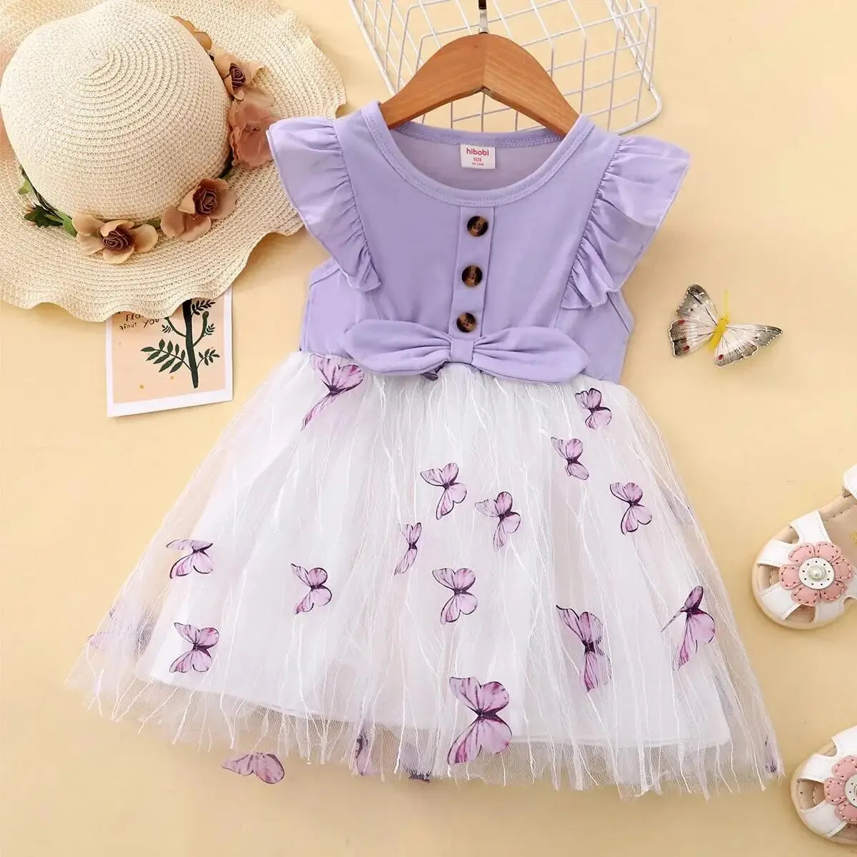 Little Girls Butterfly Ruffle Tulle Party Dresses childrensterritory