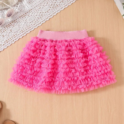 Kids Girls Flying Sleeve Top+gauze Skirt 2pcs Summer Set