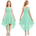 Kids Girls Ruched Twisted High-Low Summer Chiffon Dresses childrensterritory
