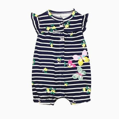 Baby Cartoon Print Cotton Short-Sleeve Summer Romper childrensterritory