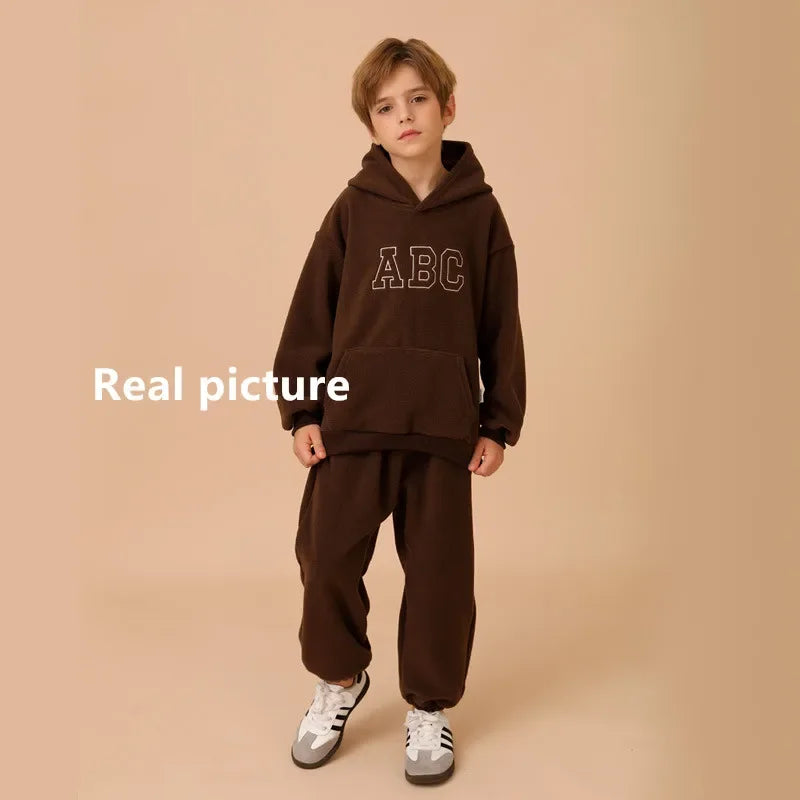 Boys' Long-Sleeved Casual Warm Clothing Set