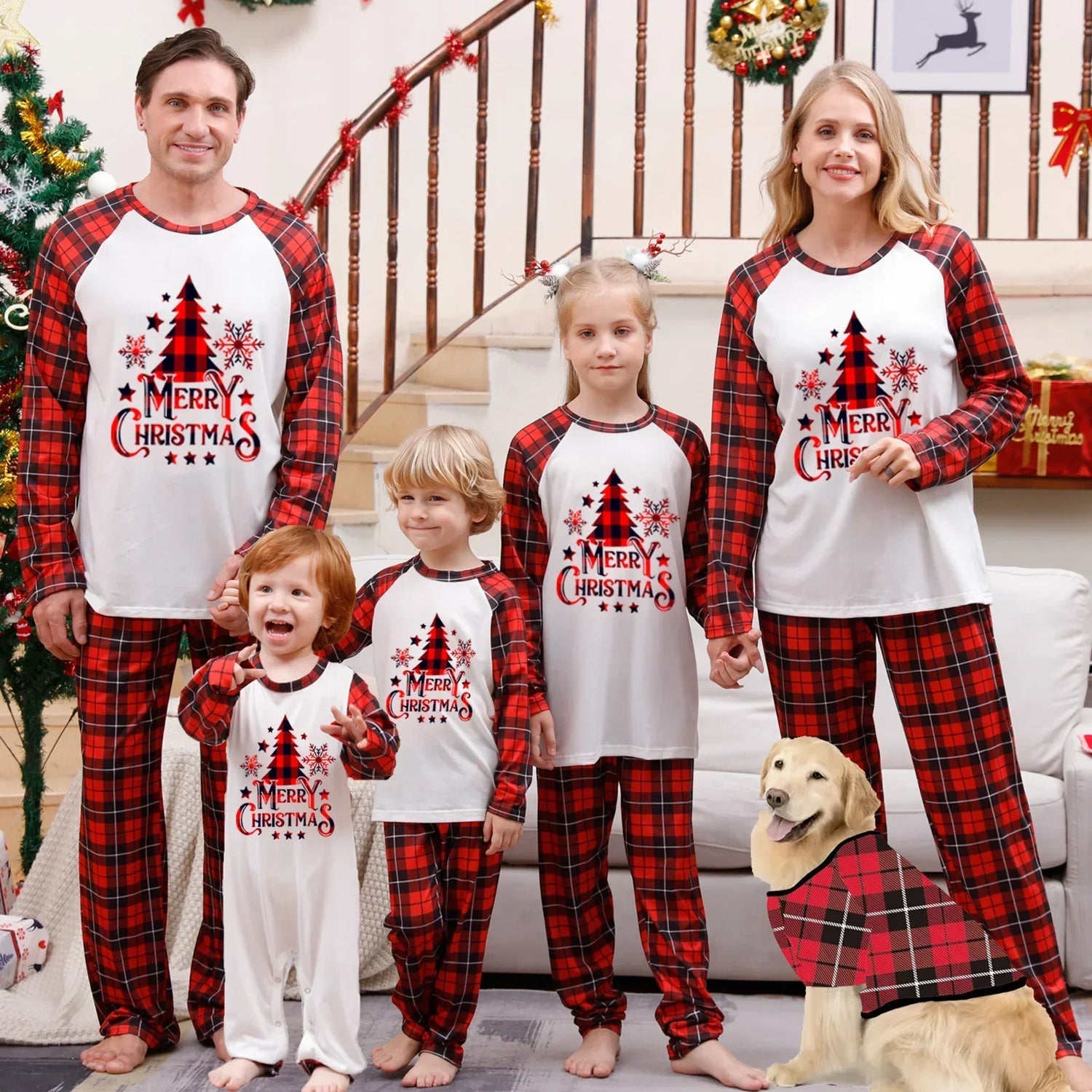 Santa Tree Print  Soft Warm Christmas Pyjamas Set for Family