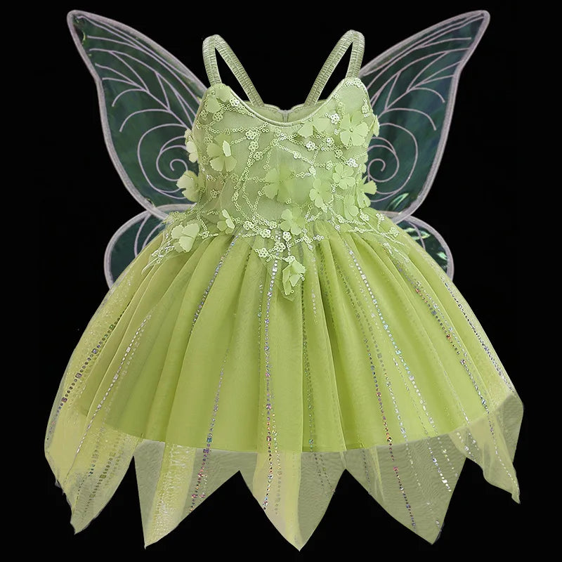 Sleeveless Butterfly Design Princess Puffy Dress For Girls childrensterritory