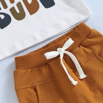 Baby Boy Letter Print T-Shirts and Solid Shorts Summer Set childrensterritory