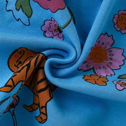 Flower Animal Print Kids Girls Cotton Casual A-LINE Dresses
