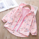 Stylish Rainbow and Unicorn Print Hooded Windbreaker for Kids childrensterritory