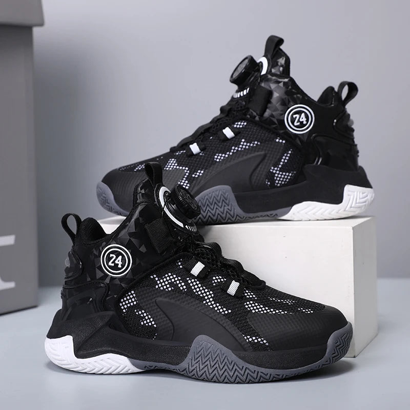 Kids Boys Non-slip No Tie Shoelaces Basketball Sneakers childrensterritory