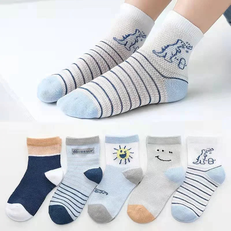 Baby/Kids Thin Mesh 5 Pairs Soft Breathable Cotton Socks
