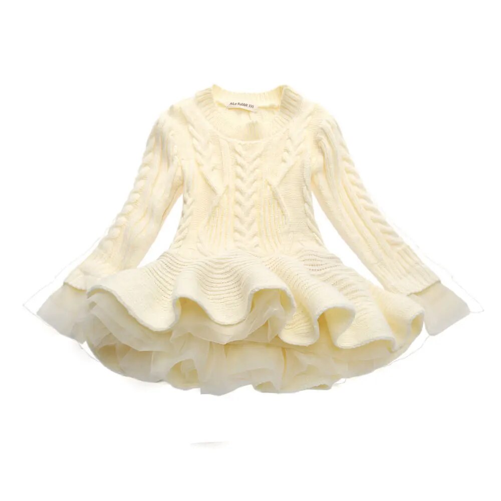 Kids Girls Ruffle Long Sleeve Warm Princess Dresses childrensterritory