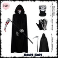 Halloween Death Black Cloak and Skeleton Costume Prop Set