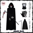 Halloween Death Black Cloak and Skeleton Costume Prop Set