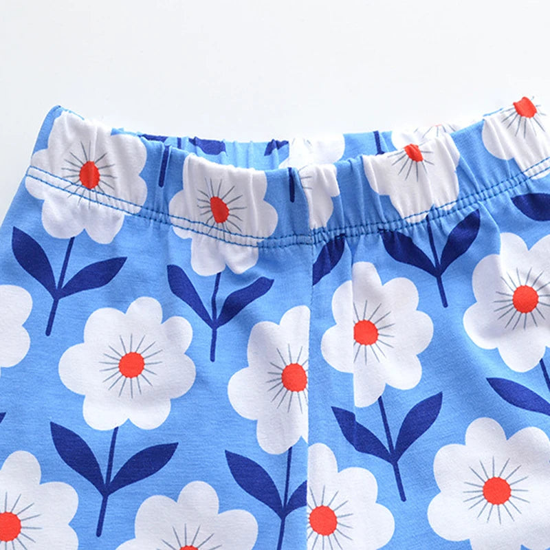 Flower Print Kids Girls Comfortable Cotton Trousers