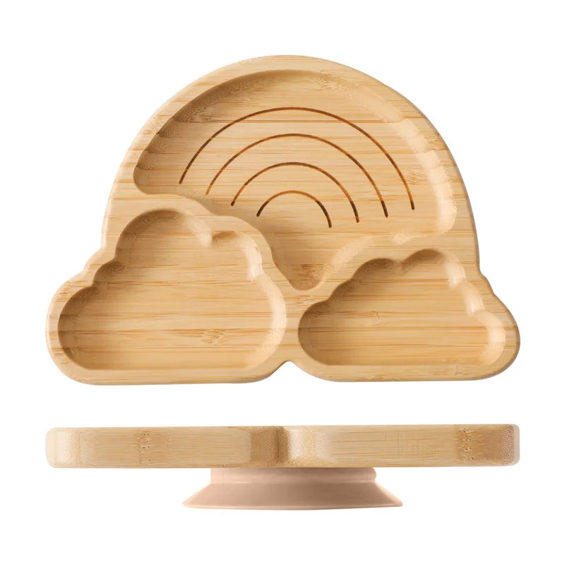 Baby Wooden Tableware Set with Silicone Suction Handle childrensterritory