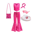 Kids Girls Starry Vest Top Pants Scarf Barbie Costume for Halloween
