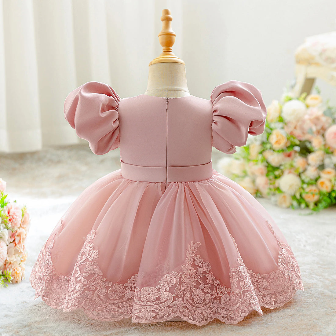 Fluffy Lace Design Baby Girl Birthday Dress
