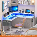 Corner Gaming Desk With LED Lights and Storage Shelves childrensterritory
