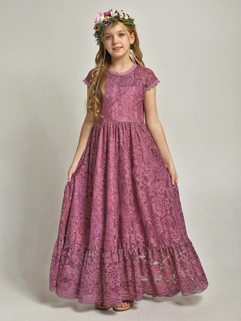 Girls Sleeveless Long Princess Dresses childrensterritory