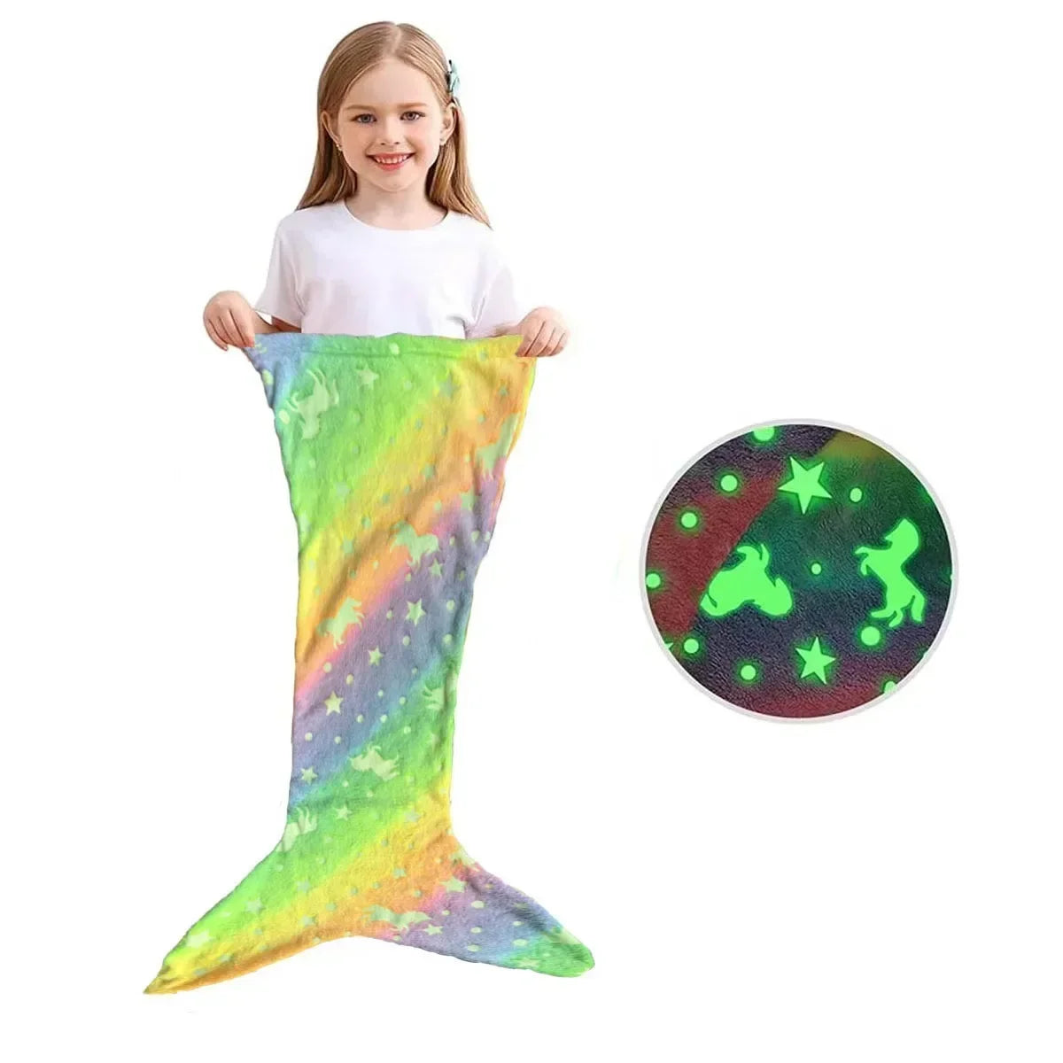 Mermaid Tail Design Soft Flannel Wearable Blanket for Kids childrensterritory
