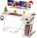 L-shaped Gaming Table with LED Lights and Storage Shelf childrensterritory