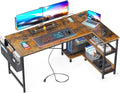 4L-shaped Gaming Computer Desk with Power Outlets childrensterritory