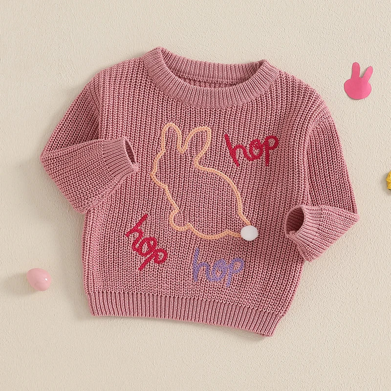 Infant Unisex Crewneck Bunny Applique Soft Knitwear childrensterritory