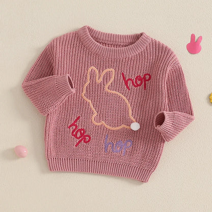 Infant Unisex Crewneck Bunny Applique Soft Knitwear childrensterritory