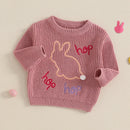 Infant Unisex Crewneck Bunny Applique Soft Knitwear childrensterritory