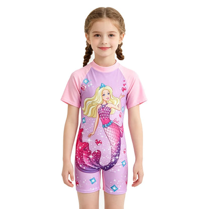 Kids Girls One-Piece Cartoon Print UV Swimsuits