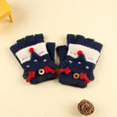 Kids Cartoon Design Furry Coral Fleece Short Gloves Mittens childrensterritory