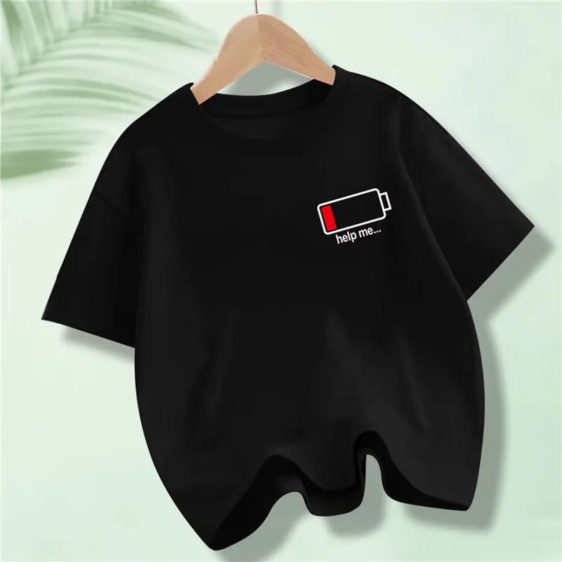 Kids 100% Full Battery Design T-shirts for Summer childrensterritory