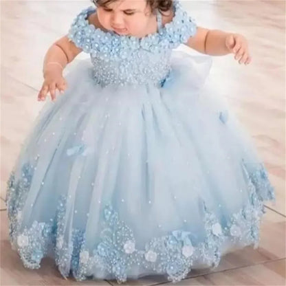 Baby/Kid Girl Off Shoulder Birthday Party Flower Dress