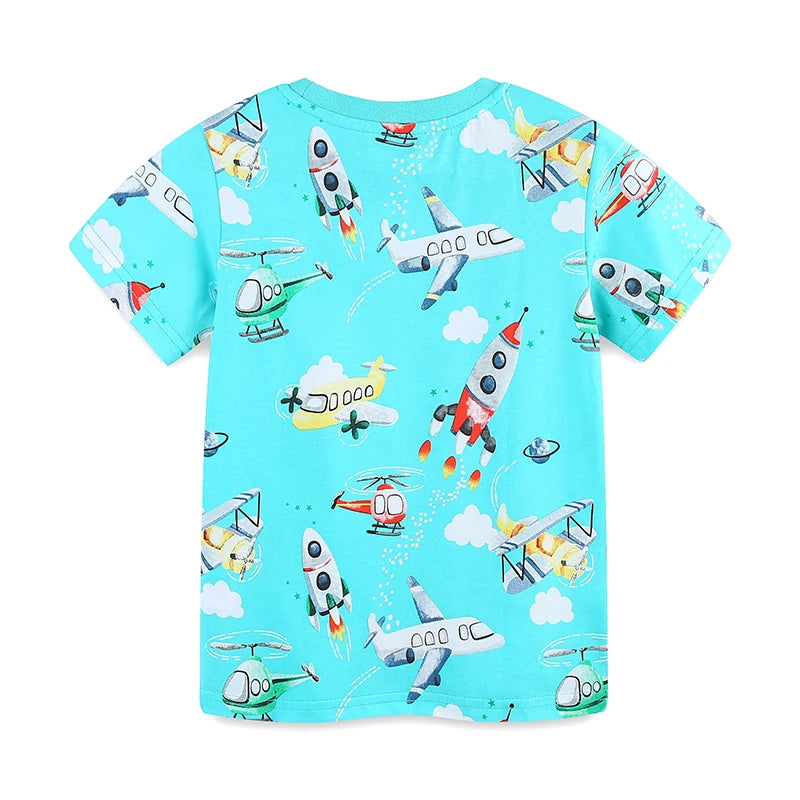 Kids Boys Cartoon Rockets Design Summer T Shirt childrensterritory