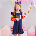 Little Girls Long Sleeve Cartoon Design Casual Dresses childrensterritory