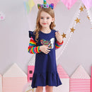 Little Girls Long Sleeve Cartoon Design Casual Dresses childrensterritory