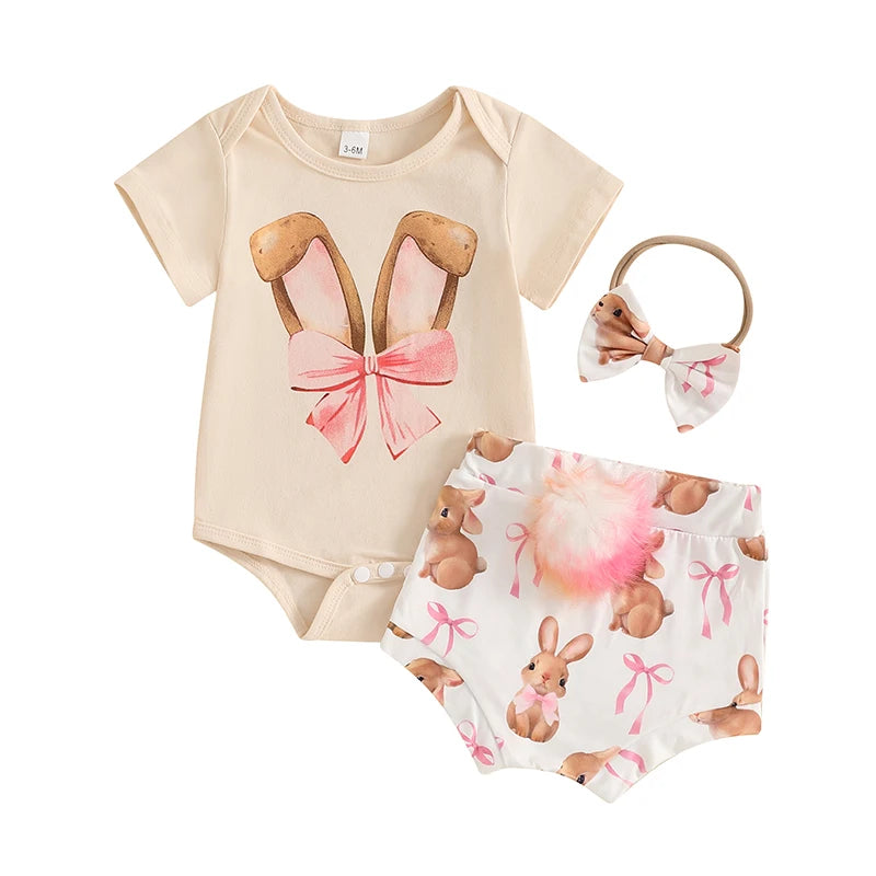 Baby Girl Bunny Print Easter Outfit Set childrensterritory