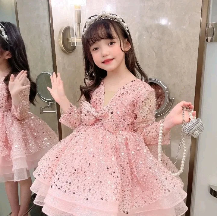 Cute Shiny Ruffles Design Tutu Summer Party Dress for Girls