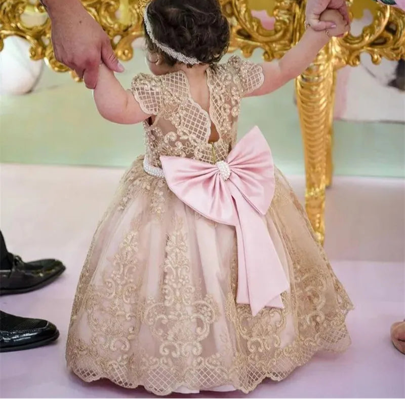 Fluffy Lace Design Baby Girl Birthday Dress childrensterritory