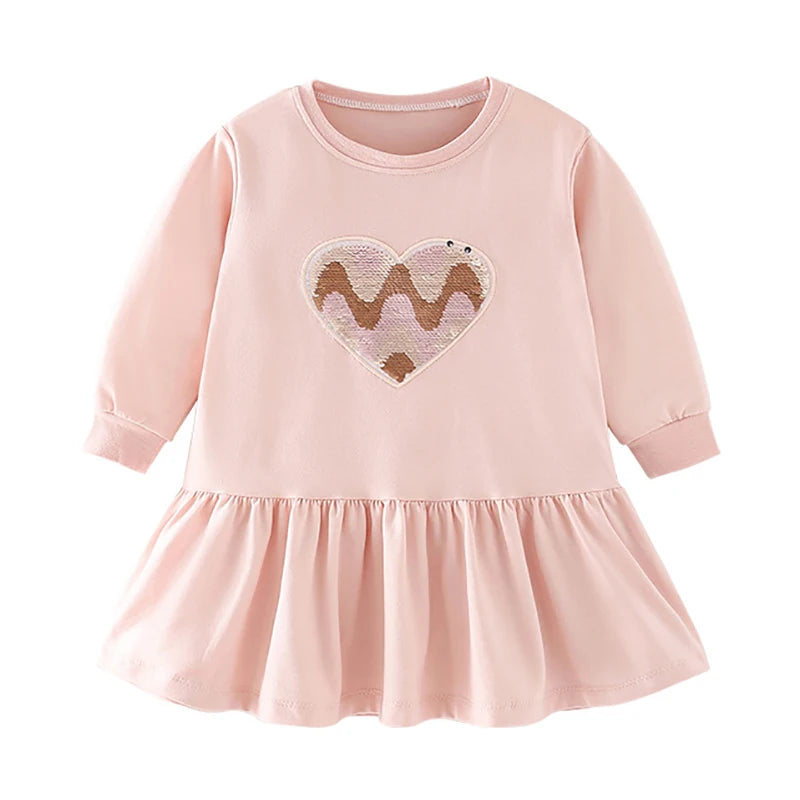 Kids Girls Cartoon Design Autumn Cotton Dresses childrensterritory