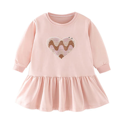 Kids Girls Cartoon Design Autumn Cotton Dresses childrensterritory